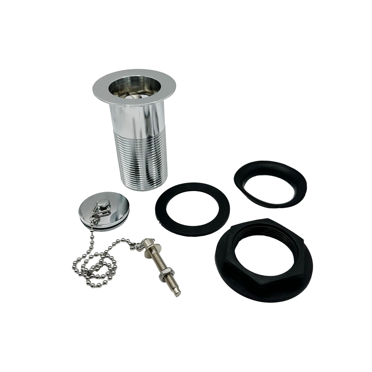 PlumbEZ Unslotted Sink Waste with Plug and Chain Chrome - Stainless-Steel Pop Up Basin Waste, 1.1/4 Inch