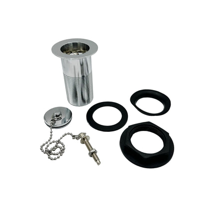 PlumbEZ Unslotted Sink Waste with Plug and Chain Chrome - Stainless-Steel Pop Up Basin Waste, 1.1/4 Inch