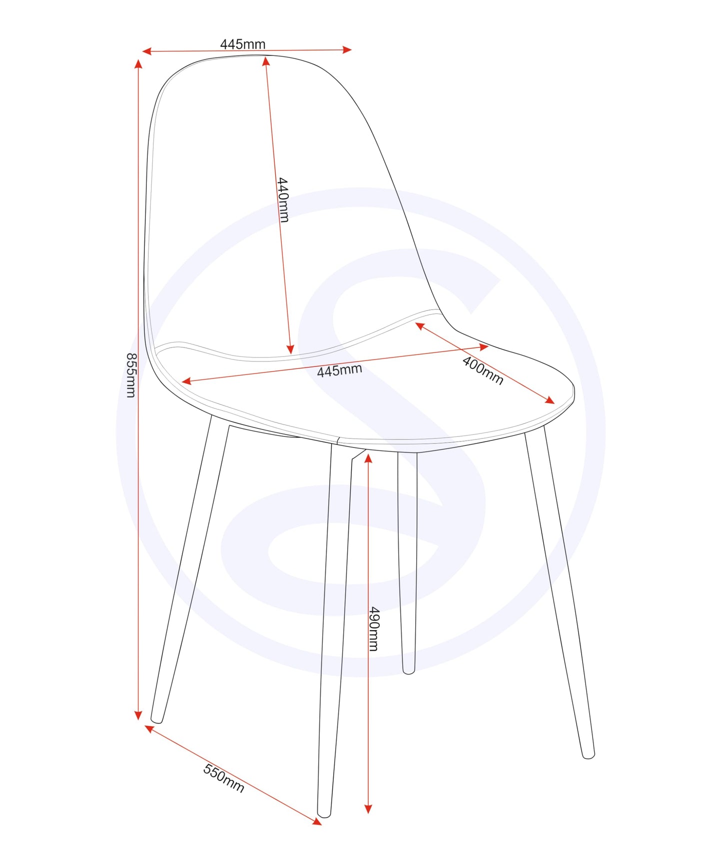 Seconique Athens Dining Chair Set of 2 in Grey Pu