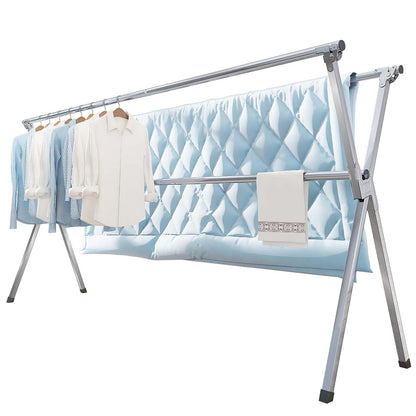 Vikaqi Clothes Drying Rack 79 Inches Folding Indoor Outdoor, Drying Rack Clothing Collapsible, Foldable Laundry Drying Rack, Heavy Duty Stainless