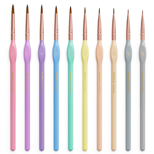 Nicpro 10PCS Micro Fine Detail Paint Brush Set, Aesthetic Pastel Small Miniature Fine Tip Detail Brushes Kit for Acrylic Oil Watercolour, Art