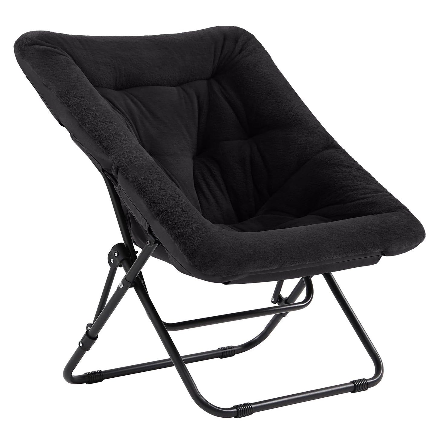SESHINELL Comfy Saucer Chair, Oversized Foldable Faux Fur Accent Lounge Reading Lazy Chair with Metal Frame for Bedroom, Living Room, Dorm Rooms