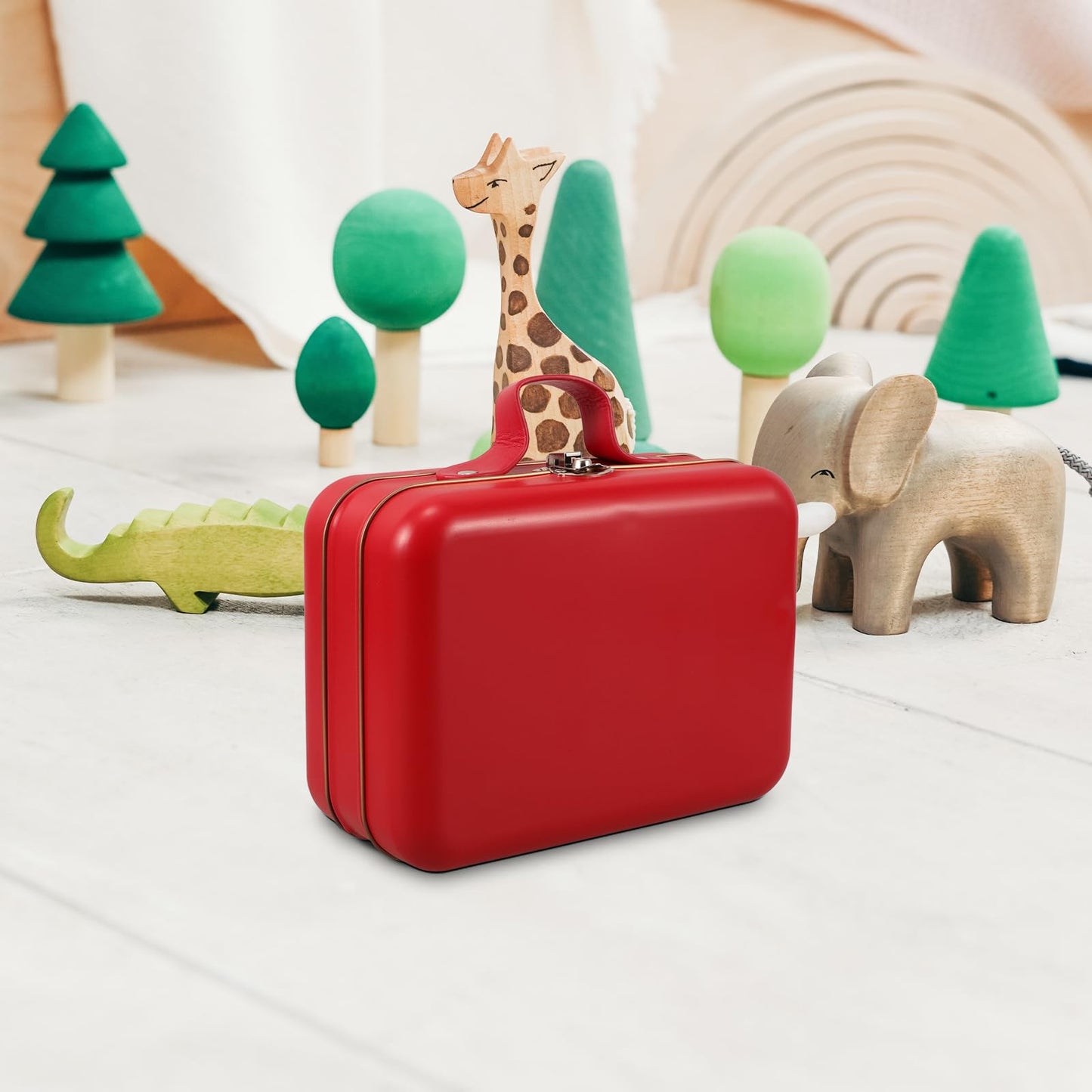 Alipis Toy Storage Box Boxes Retro Decor Toys Black Storage Bins Wedding Gif Boxes Mini Suitcase Pencils Case Small Suitcase Makeup Case Tiny Red Iron