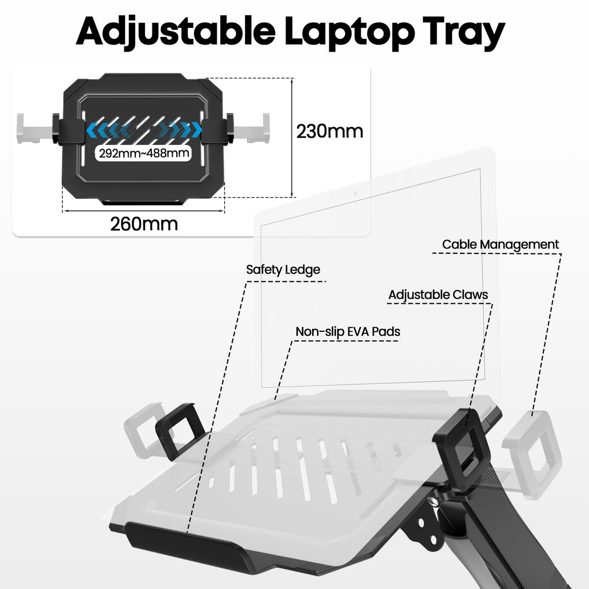 PUTORSEN Laptop Arm for up to 17 Inch Notebook, Holds up to 9 kg