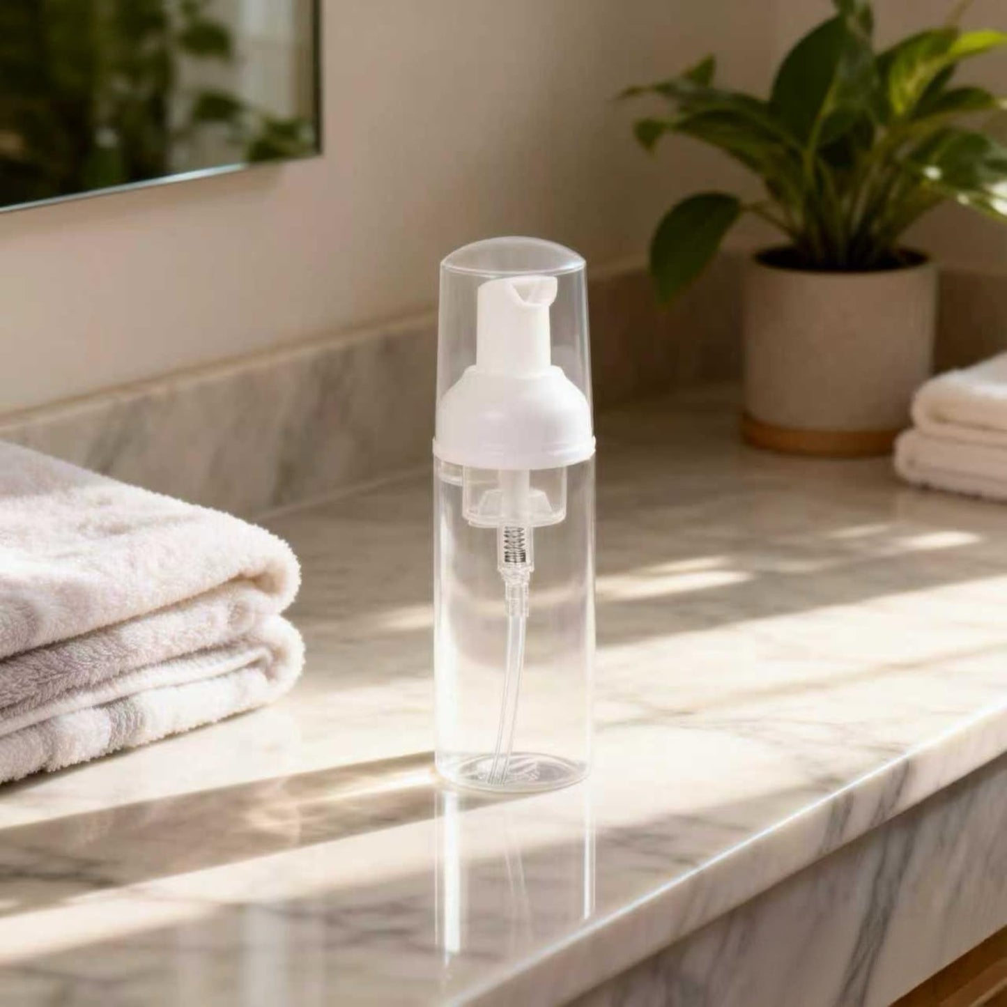 TQIOQIY Foam Pump Bottle Dispenser, 60ml Clear Plastic, 24-Pack Travel Size Refillable Bottles for Hand Soap, Shampoo, Lash Cleanser, Liquid Solutions