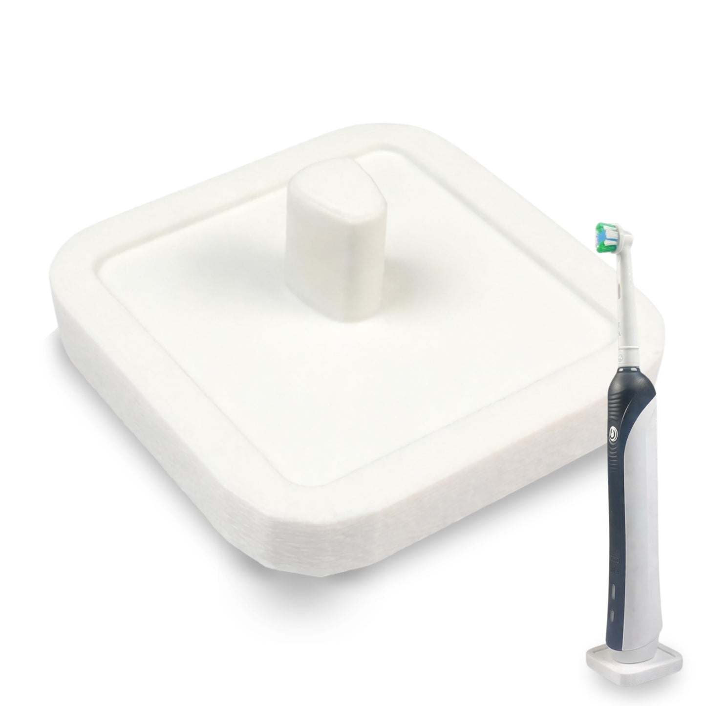 Electric Toothbrush Holder Stand Compatible with Oral-B – Single (Matte Ivory White, Single)