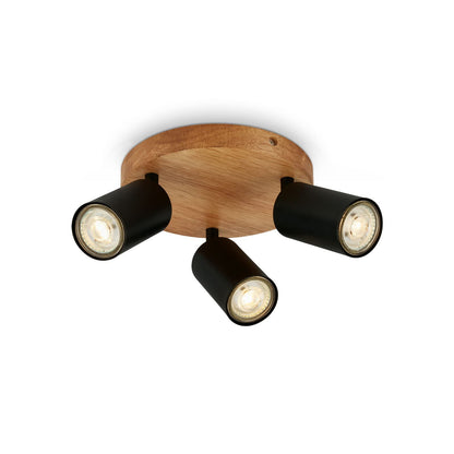 BRILONER - Vintage Adjustable spot Light Ceiling lamp, Wooden Base, GU10 Fitting, max. 9 watts, Ceiling Light, Living Room lamp, Bedroom lamp, Kitchen