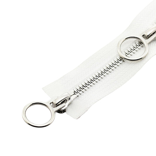 XCSJ #5 Zipper, Metal Zip, 2-Way Separable Sewing for Jackets, Coats, Down Jacket, Suitcase, Tent, Bag, DIY Sewing Craft (White, 70 cm)