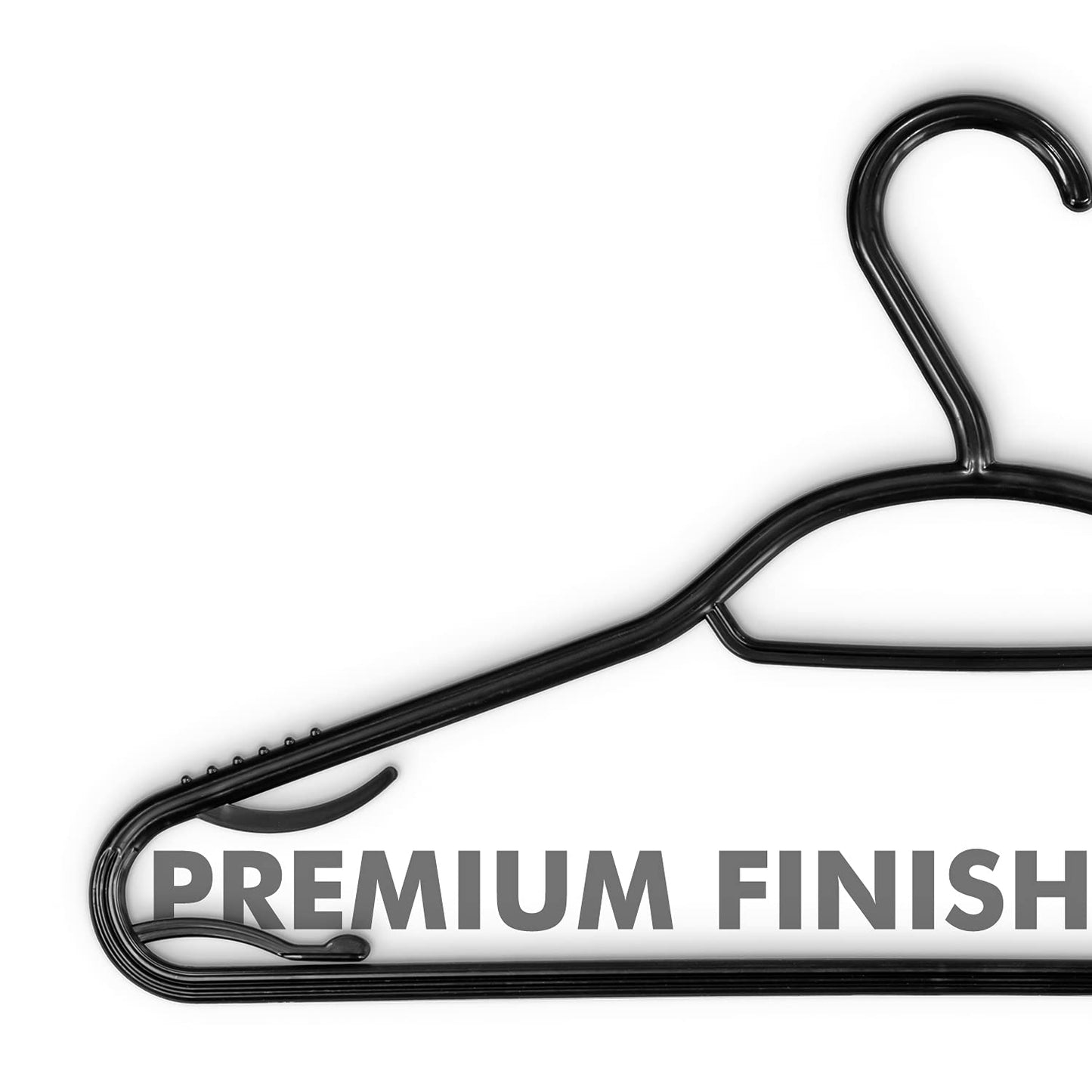 KEPLIN 60 Pack 5-in-1 Clothes Hangers – Adult Plastic Coat Hangers for Wardrobe – Space Saving Storage Organiser Hangers with Tie Bar, Strap Hooks