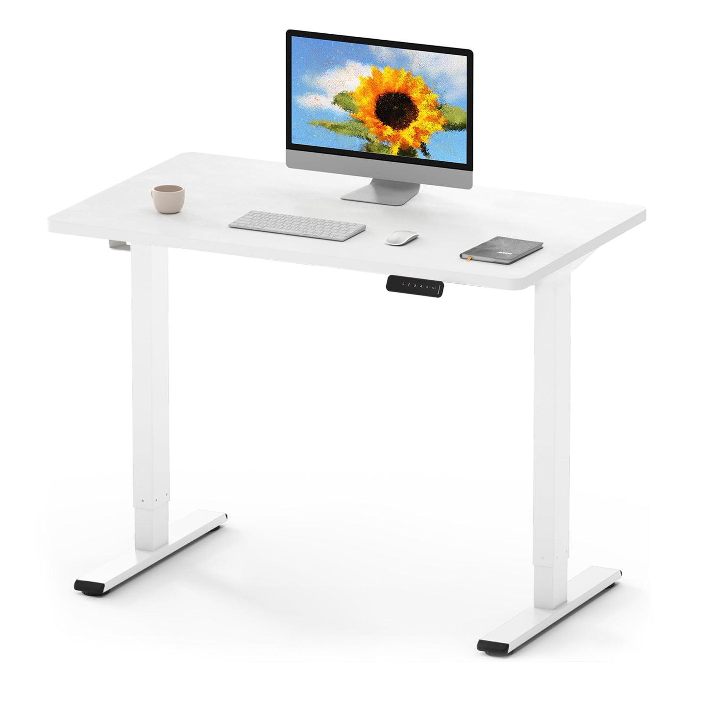 FLEXISPOT ONE PIECE Electric Standing Desk Height Adjustable Desk Sit Stand Desk with 4 Memory Smart Pannel and Backpack Hook for Home Office