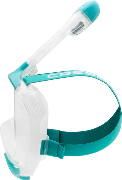 CRESSI Java Full Face Mask Clear/Aquamarine L/XL-Unisex Full Face Snorkel Mask, Ultra Clear Anti Fog Lens, 100% Silicone, Snorkel Dry with Safety