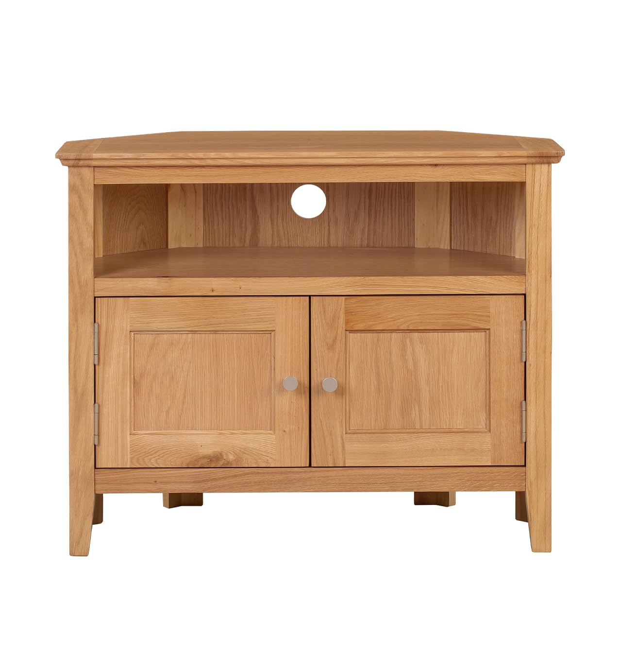 Hallowood Furniture Hereford Oak Small Corner TV Unit with Storage Cupboard