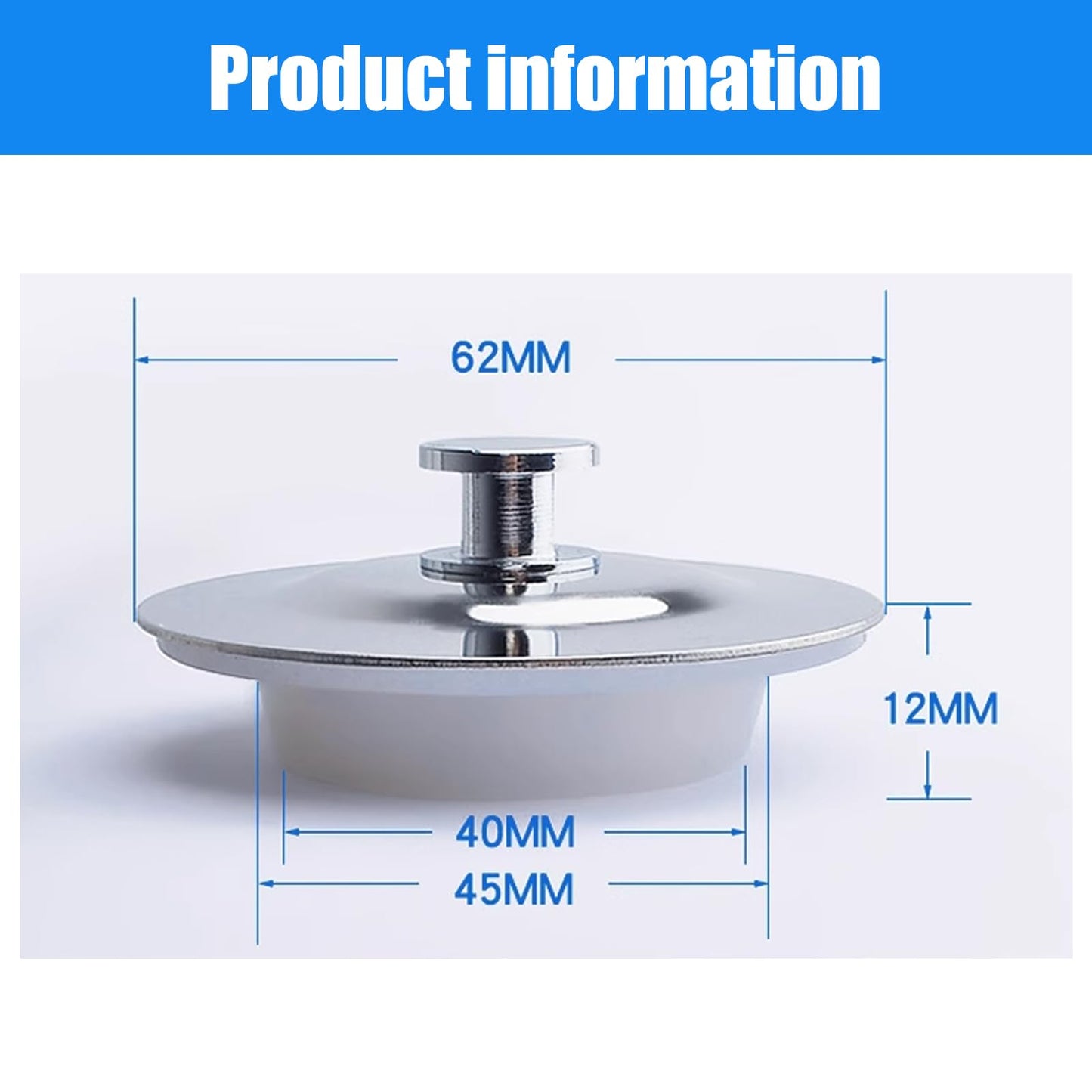 VBSYUYQ 40-45mm Stainless Steel Drain Plug for Bath Kitchen Sink