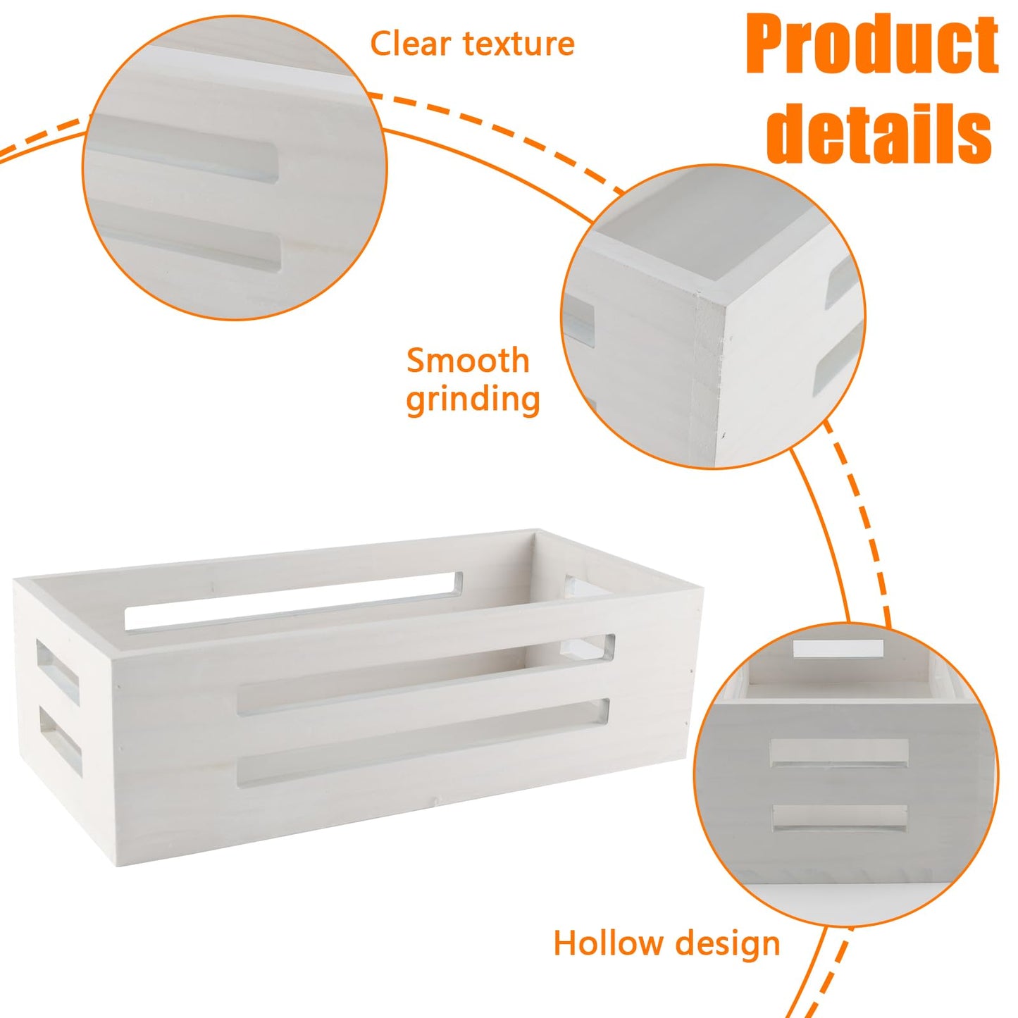 Punorric Wooden Toilet Paper Basket, White Bathroom Storage Basket with Handle, Toilet Paper Organiser Tray for Bath