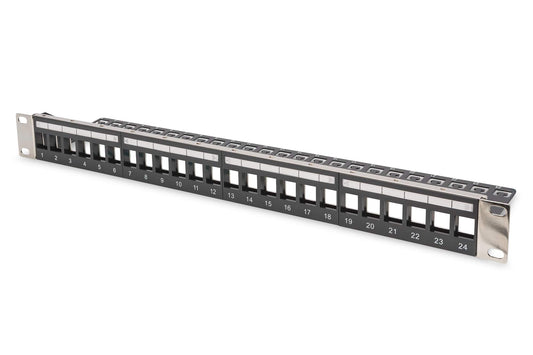 Digitus patch panel ? modular ? for Keystone modules ? 19-inch ? 24-port ? shielded ? rack mount 1U ? V2 ? black