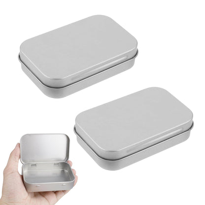 Gaaines 2 Pcs Rectangular Small Tin Boxes, for Key Coin OrganizerSilver
