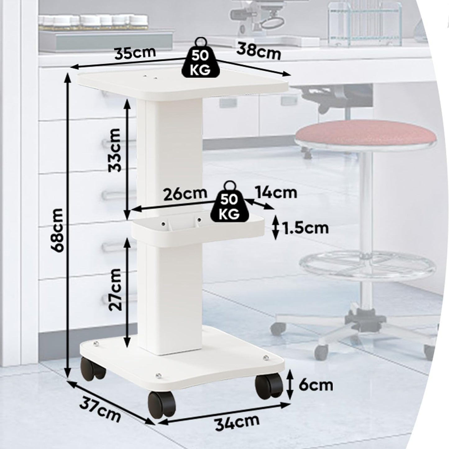 ybaymy Beauty Trolley on Wheels Salon Equipment Trolley Carts Beauty Rolling Cart Mobile Cart Rack Storage Tray for Hair Salons Spas Barber Shops