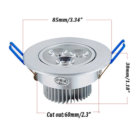 POCKETMAN 220V 3W LED Recessed Ceiling Light Downlights Spotlight,Warm White,280-300 Lumen,(Equivalent 30W) 10 Pack