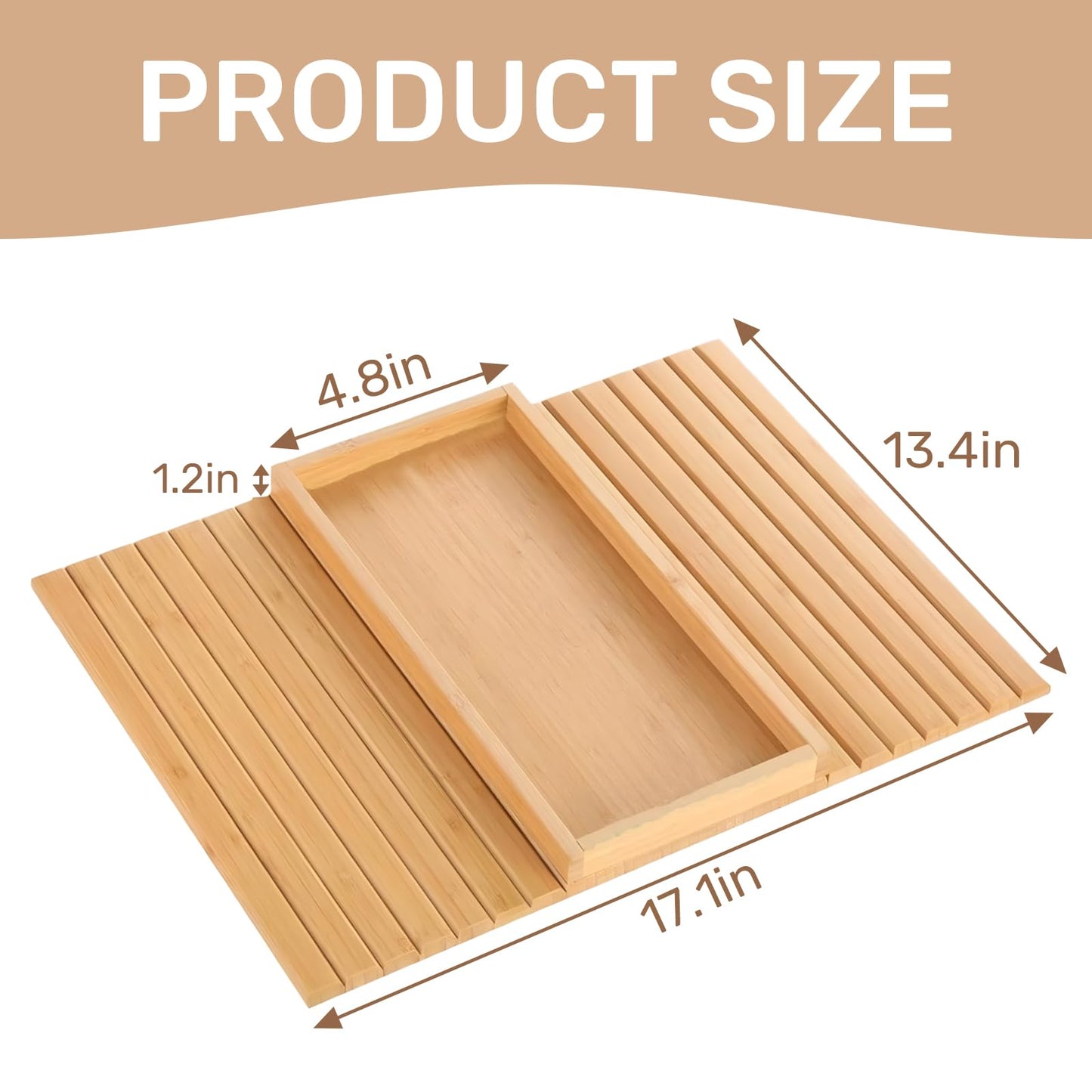 ULIKEUS Bamboo Sofa Arm Tray Foldable Couch Cup Holder Anti-Slip Armrest Organizer Sofa Side Table for Control, Drink, Snacks, Cups