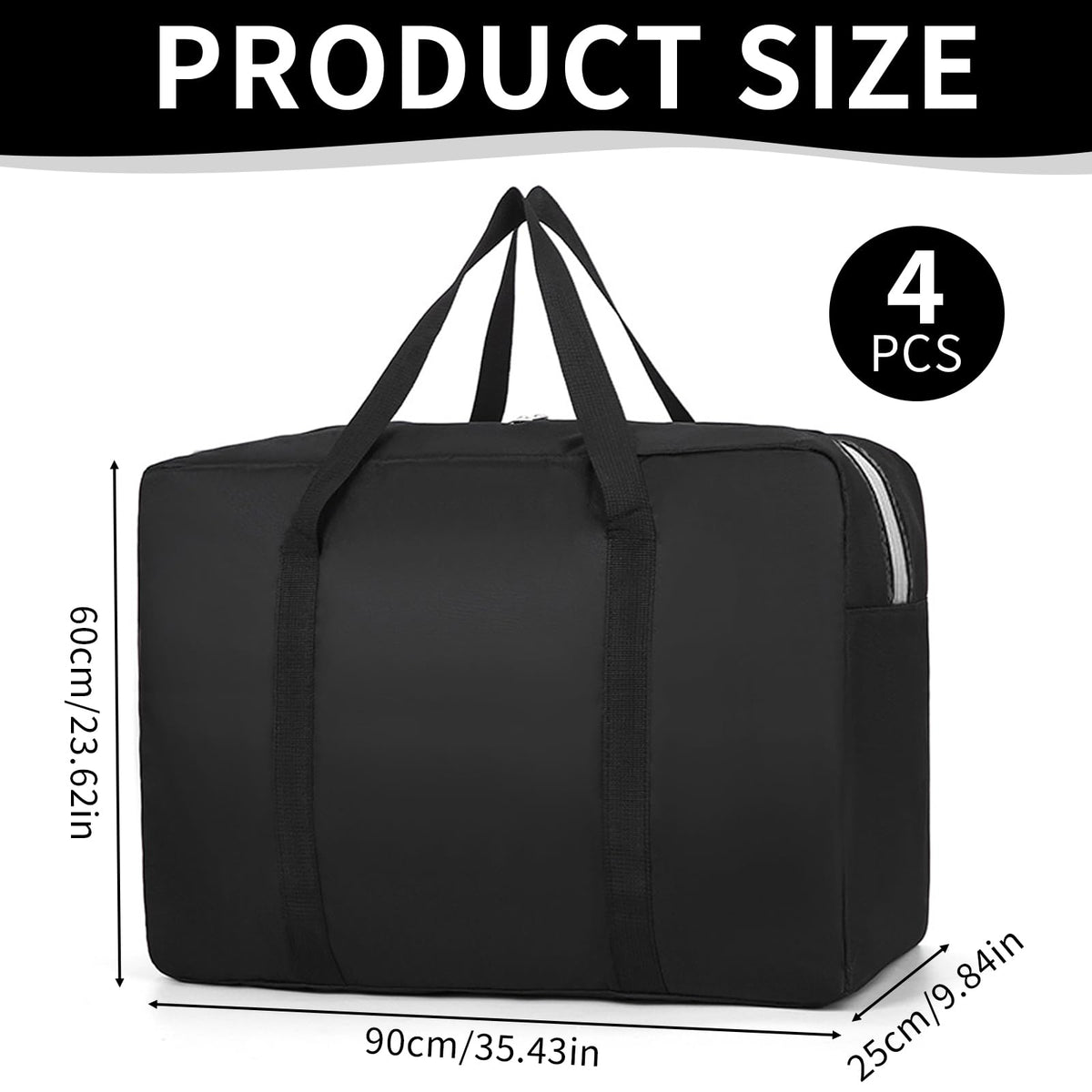 4 PCS 125L Large Storage Bags, Duvet Storage Bag Heavy Duty Moving Bags Waterproof Under Bed Storage Bag with Zip for Moving House Clothes Bedding