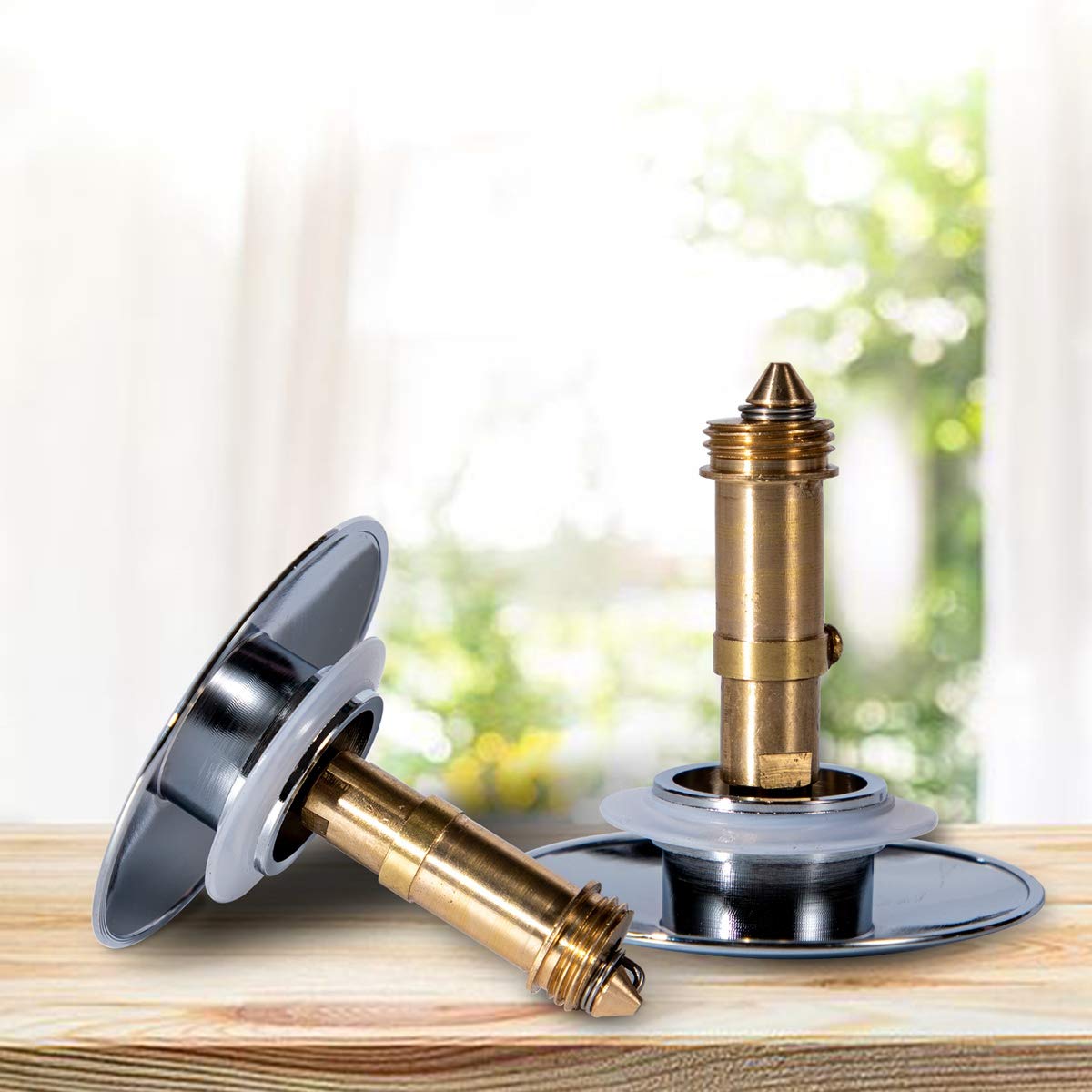 Bathroom Pop Up Click Clack Chrome Sink Plug Stopper, Brass Waste Plug Sink Drain Plug for Wash basin Faucet Vessel Vanity Sink-66mm Cap