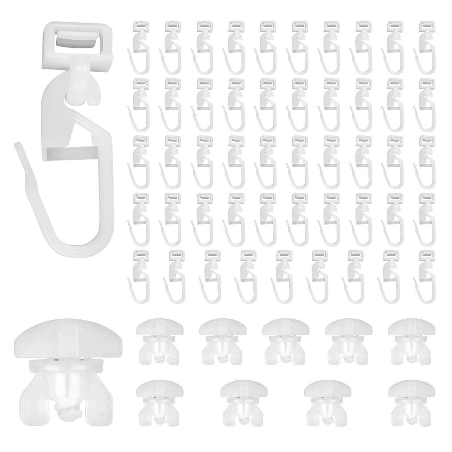 EJUFNS 50 Pieces Of Curtain Hooks And 10 Pieces Of Threaded Pulleys, Track Pulleys, Maintenance Hardware Accessories, Suitable For Trucks, Trucks