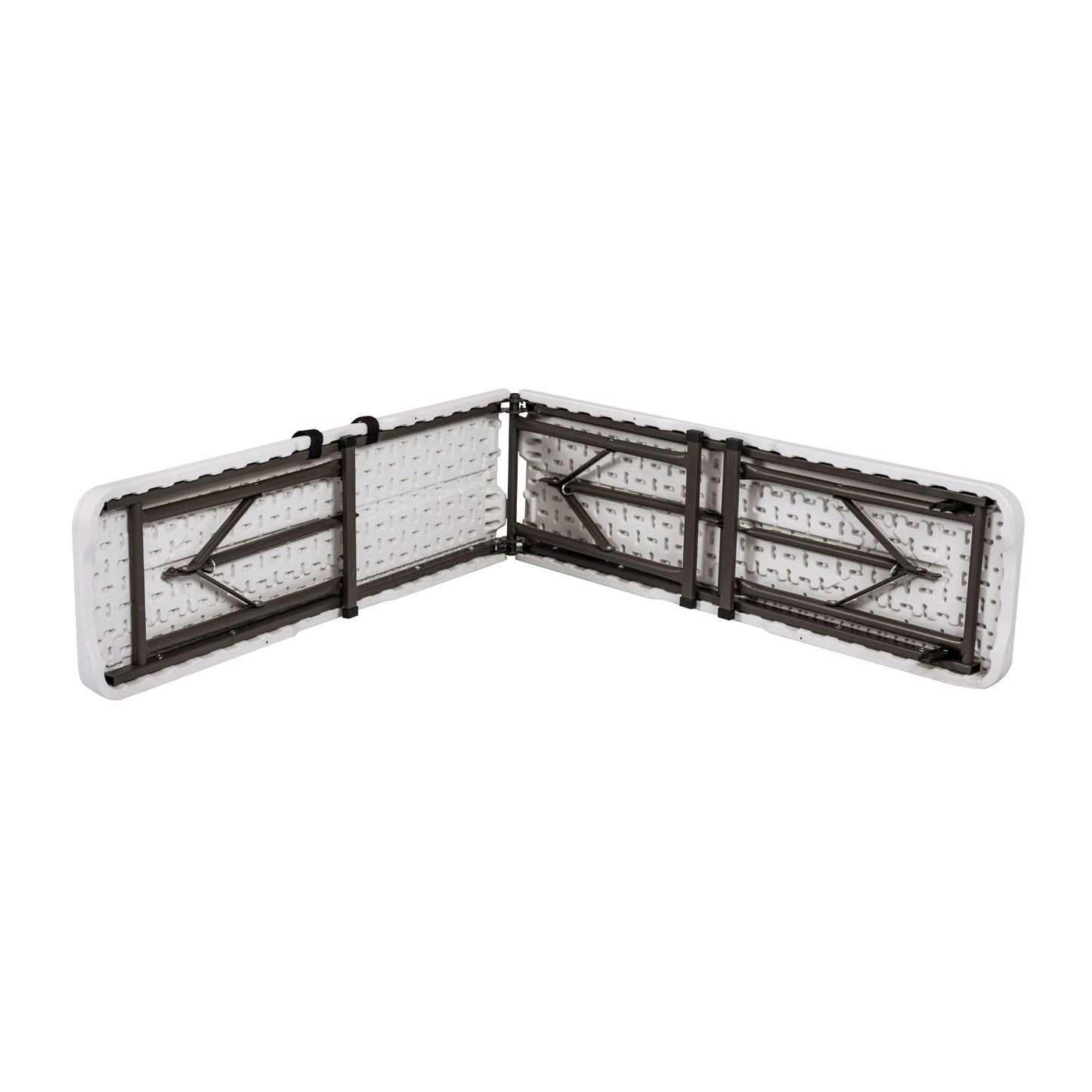 Home Source Pair of Folding Benches, Camping Party Picnic BBQ Stall Garden Indoor Outdoor, Metal Frame, White, 6ft