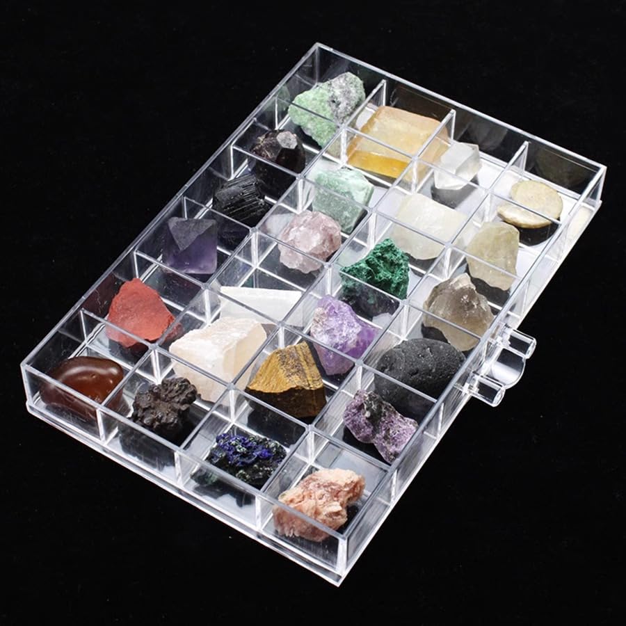 Dmnnlp Display Case for Small Rock , 3 Drawers 72 Grids(3x3cm), Clear Acrylic Rock Collection Box, Display Boxes for Collectables