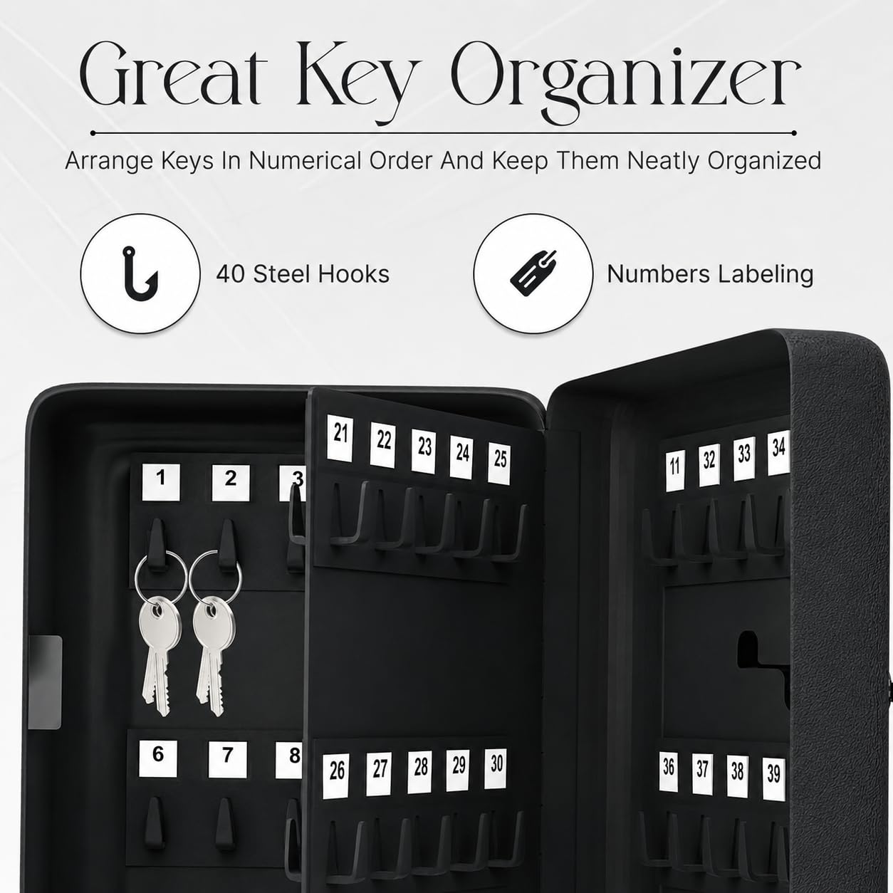 Landlord Direct Supplies LDS® Key Cabinet with Combination Lock, 40 Keys – Wall Mounted Lockable Steel Key Safe Box
