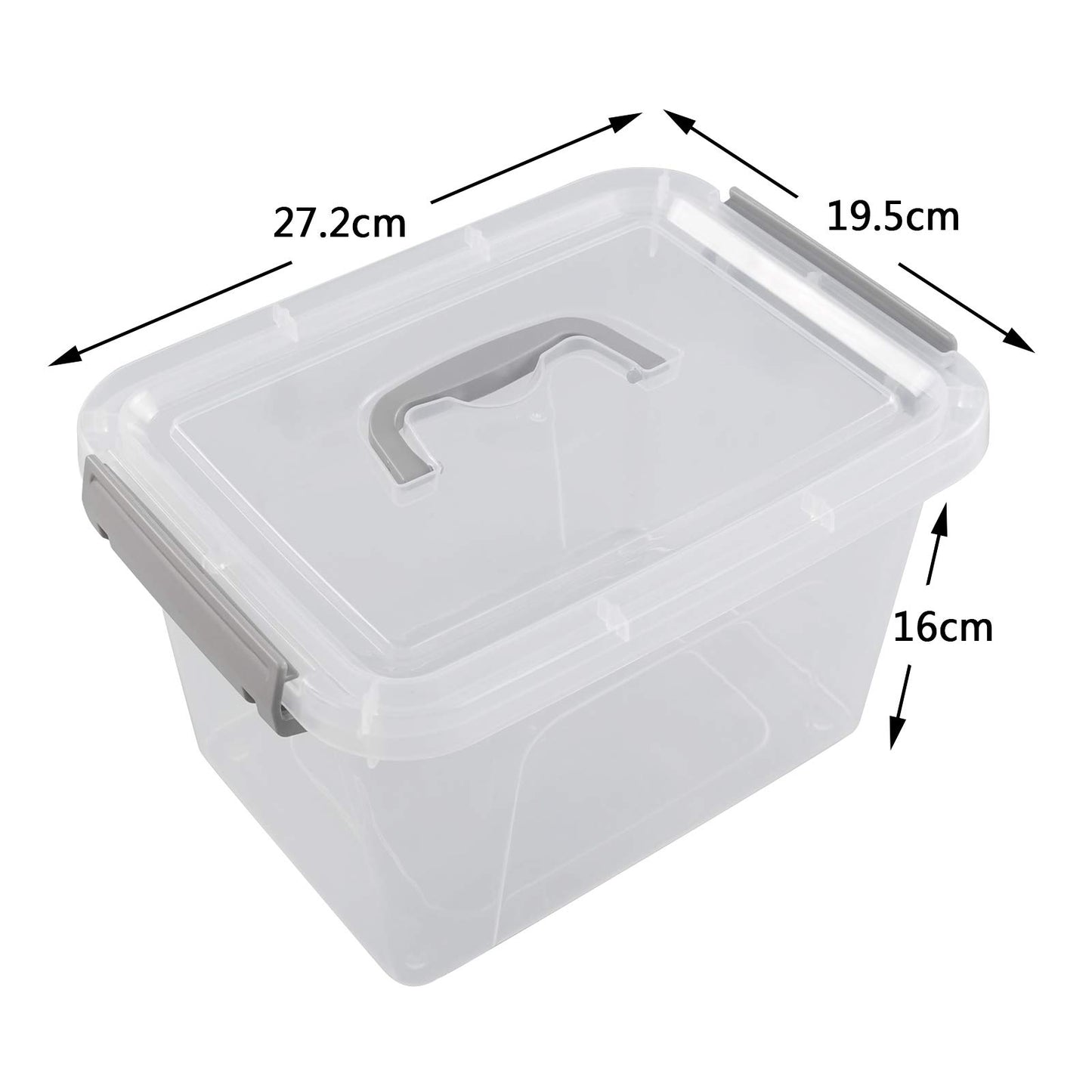 Leendines 5.5 Liter Plastic Lidded Storage Box, Clear Boxes, 6 Pack
