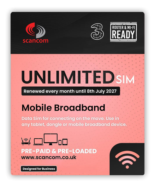 Three Unlimited Data SIM - Uncapped 5G - Preloaded MONTHLY Until July 2027 - Plug & Play for Routers & Phones - Access to Three & Vodafone - Connects