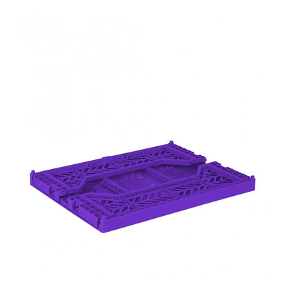 AYKASA Folding Crate, Sturdy Folding Box, Plastic, Stackable, Violet, Midi 40 x 30 x 14 cm