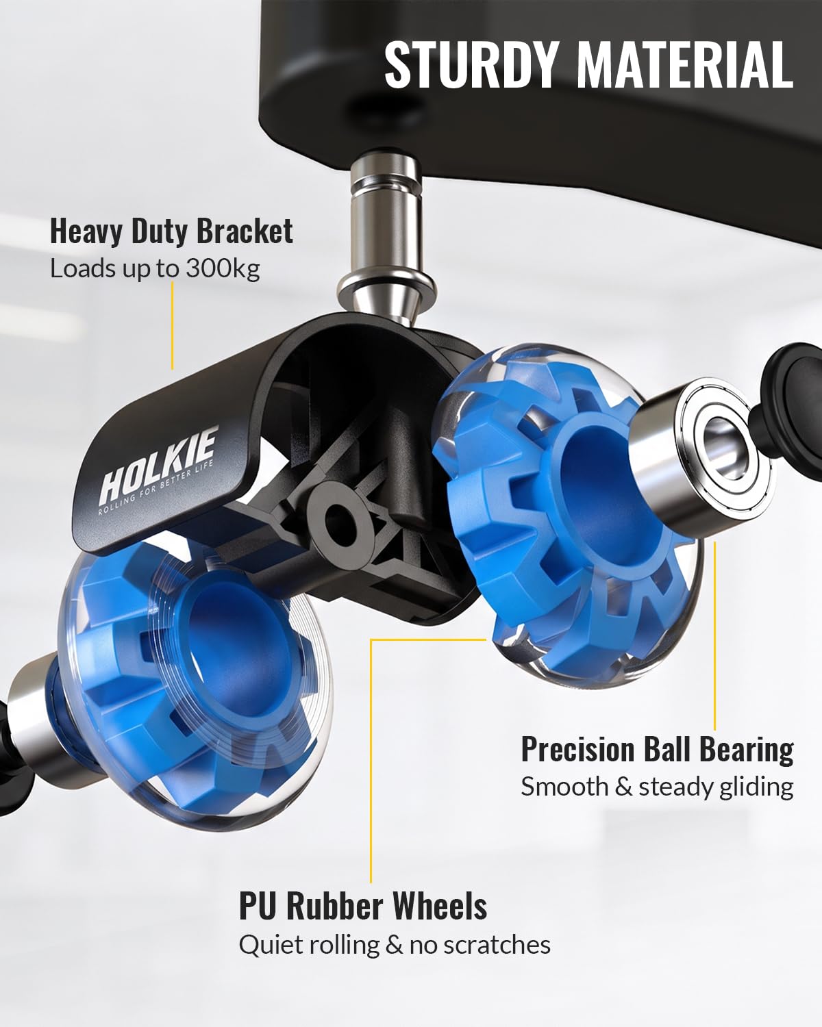 HOLKIE Office Chair Wheels 11x22mm Universal Fit 2 Inch Castors Replacement, Blue Core Dual Rubber Smooth & Silent Chair Casters Wheels-Set of 5 For