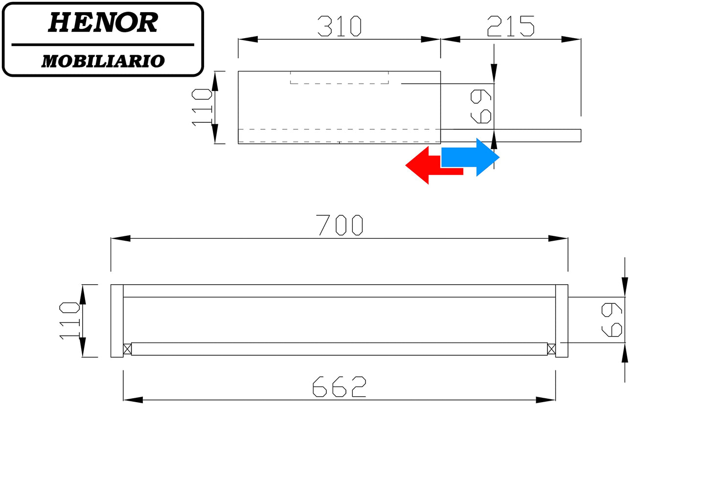 Henor, Removable Wooden Keyboard Stand 70 x 31 x 11 cm Under Desk Under Table White