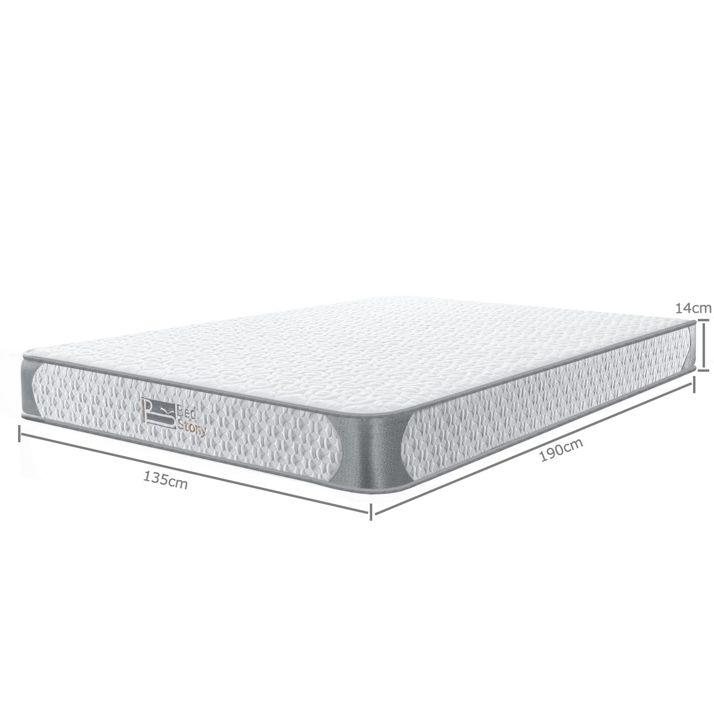 BedStory Silver Double Mattress, Foam & Coil Spring, Medium-firm, 135x190x14cm