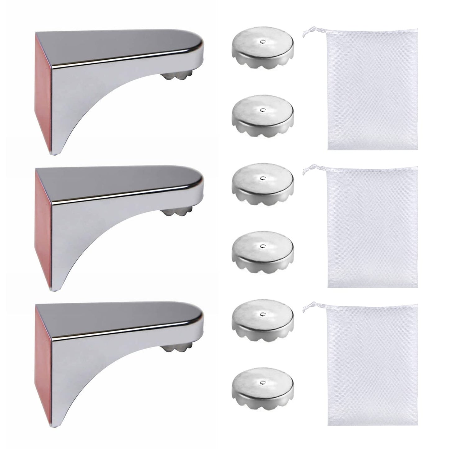 3 Pcs Magnetic Soap Dish + 6 Stainless Steel Lids + 3 Foaming Nets - Inverted Magnetic Soap Dish Summer Must-Have (Silver)