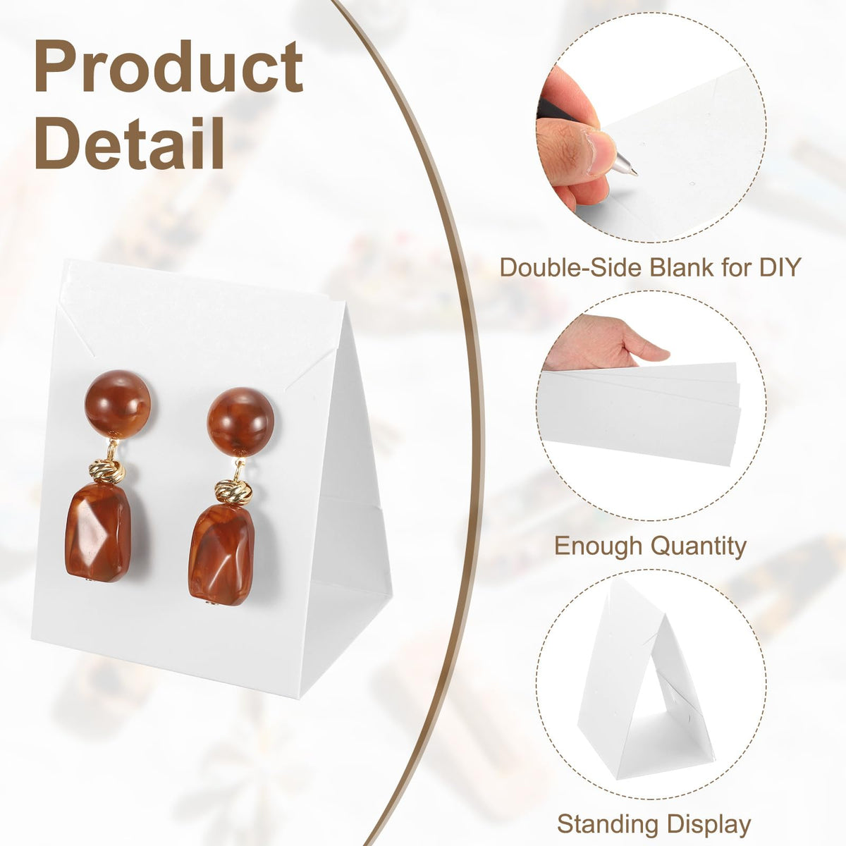 sourcing map 50 Pcs Standing Earring Display Cards, Necklace Display Cards Jewelry Paper Bracelet Packaging Cards for Selling Small Business Jewelry
