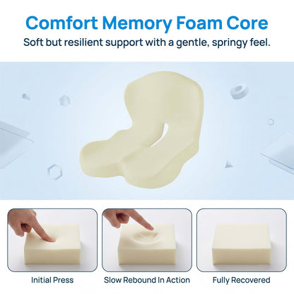 Orthopedic Seat Cushion with Lumbar Support, Memory Foam Coccyx Cushion