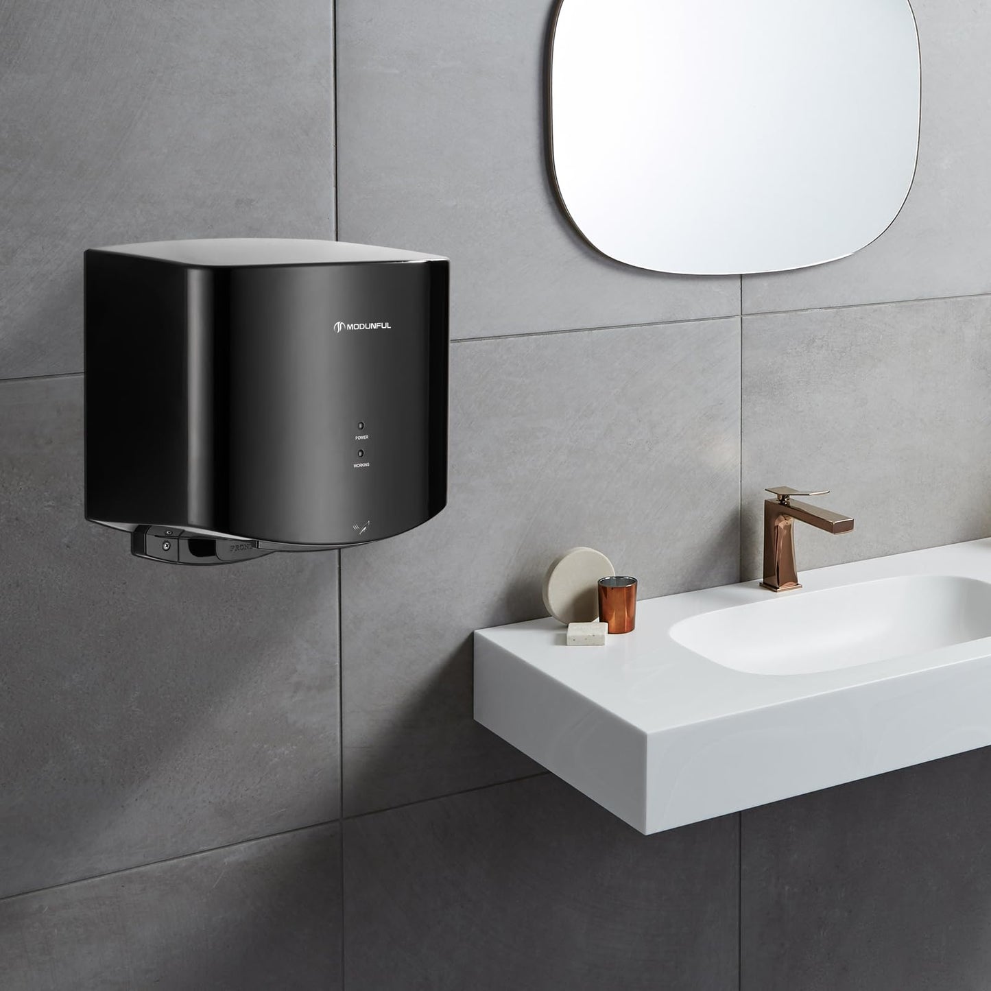 modunful Electric Hand Dryer,Automatic High Speed Hand Dryer Commercial Hand Dryer for Kitchen, Bathroom and Toilet 220v 1200W Black