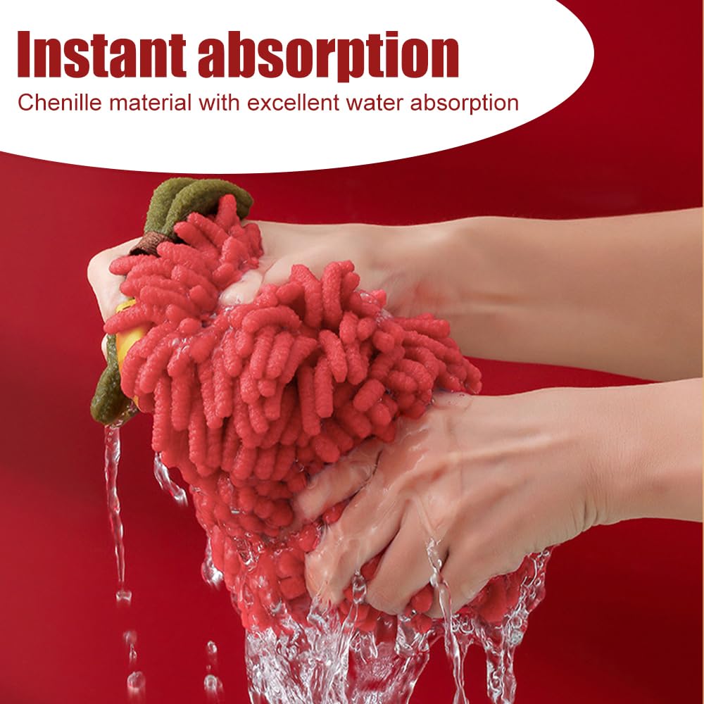 MiOYOOW Hanging Washcloths Ball, 2Pcs Quick-Drying Hand Towel Ball Soft Chenille Handball with Hanging Loops for Bathroom Washstand Kitchen