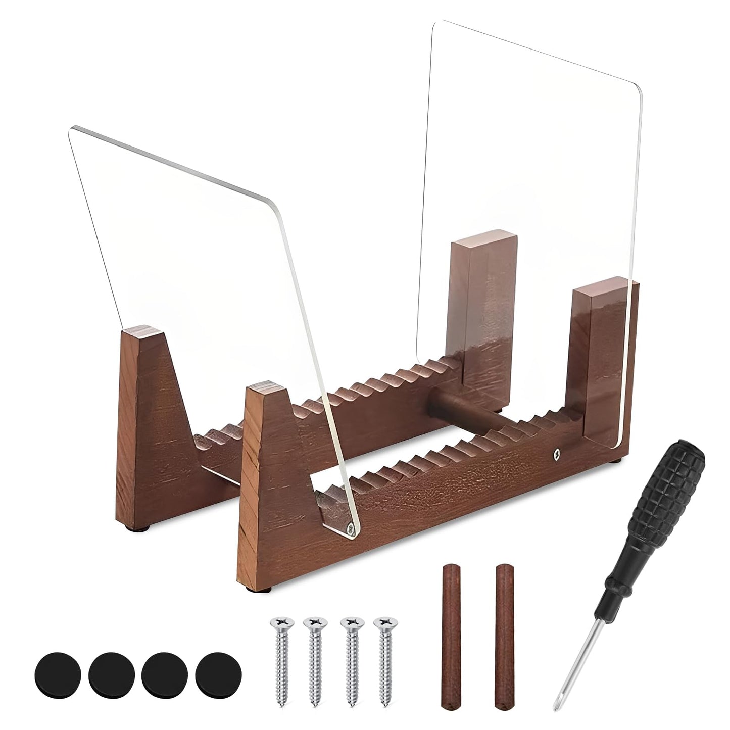 DYHNQE Vinyl Record Storage Holder, Solid Wood Album Storage Display Stand Album Organizer Record Holder Up to Hold 50 Single or Double LPs and 7"