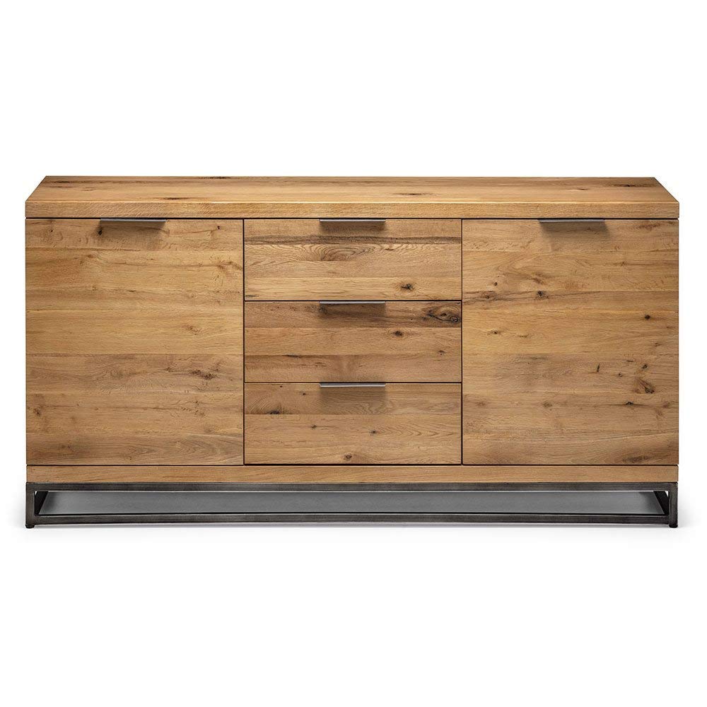 Julian Bowen Brooklyn Sideboard - Oak, Oak & Metal - H75 x W150 x D45cm