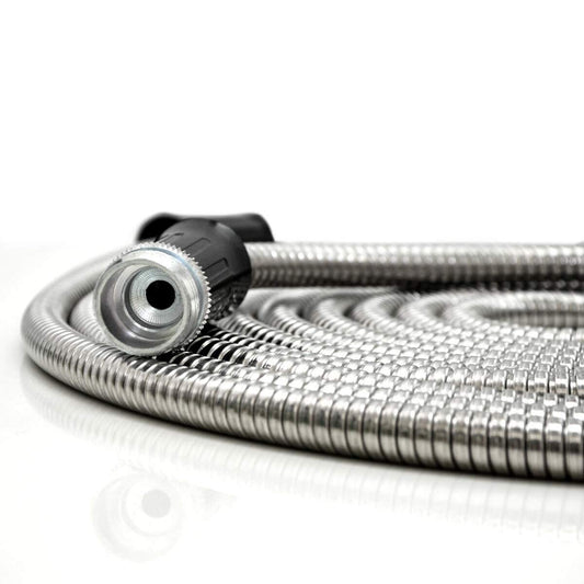 EYEPOWER 7.5m Kink-free Garden Hose 25ft Stainless Steel Water Hose Pipe Flexible Silver