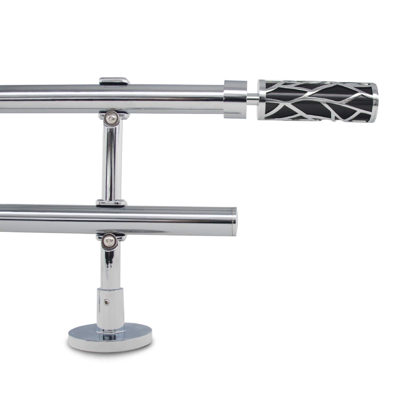 Gcurtain Adjustable Double Curtain Pole, 70-120cm, 3/4 Inch Diameter, Wall Mount, Black Branch Finials