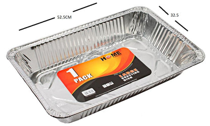 Best House Extra Large Aluminium Foil Baking Trays - Foil Tray for Food Storage, Baking, Roasting (L 52.5 x W 32.5 x H 7.9 cm) (Pack of 50 Trays)
