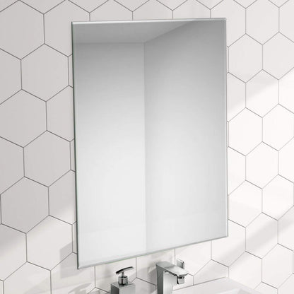 ENKI - Horizon Frameless Bevel Polished Edge Glass Wall Mirror (40cm x 60cm) for Bathroom, Bedroom, Living Room & Hallway  Durable, Easy to Install,