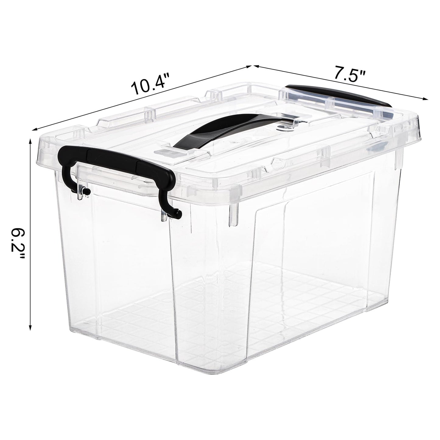 Nicunom 4 Pack 6 L Clear Storage Latch Box, Plastic Storage Bins with Lids, Latching Box with Handle, Stackable Storage Containers for Organizing