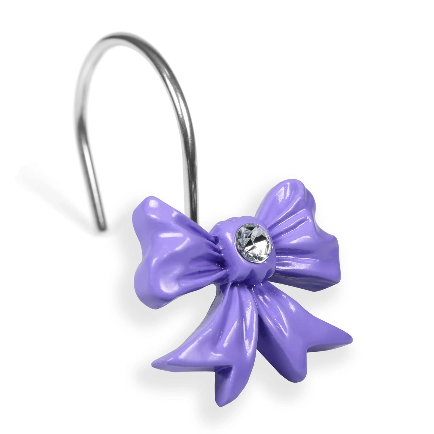 Purple Bow Shower Curtain Hooks: Decorative Bathroom Curtain Rings, 12Pcs