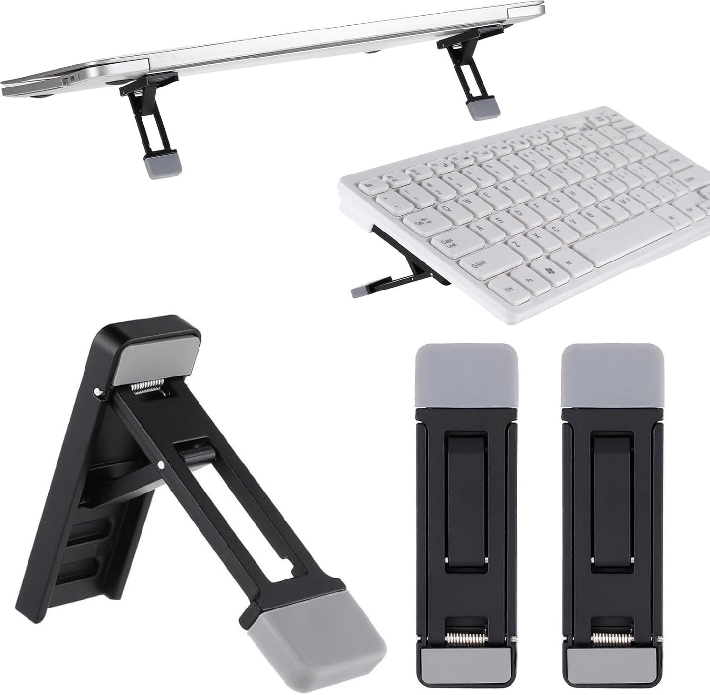 Zolventiq 2 Pcs Portable Keyboard Riser, Three Tilt Angle Adjustable Foldable Invisible Laptop Riser, Zinc Alloy Mini Laptop Stand