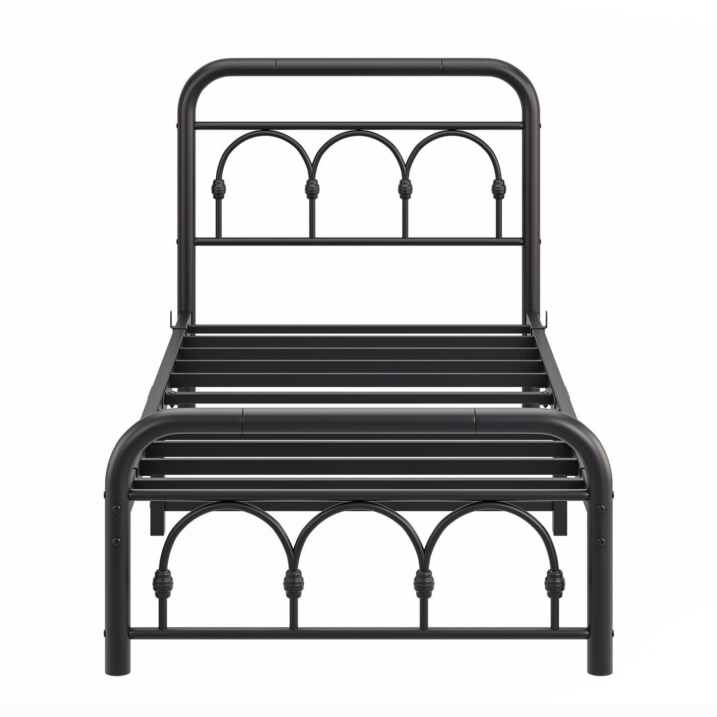 MUZERUL 3ft Single Bed Frame with Headboard(90x190cm),Metal Single Size Bed Base with Footboard,Heavy Duty Metal Platform,Steel Slat Support,No Box